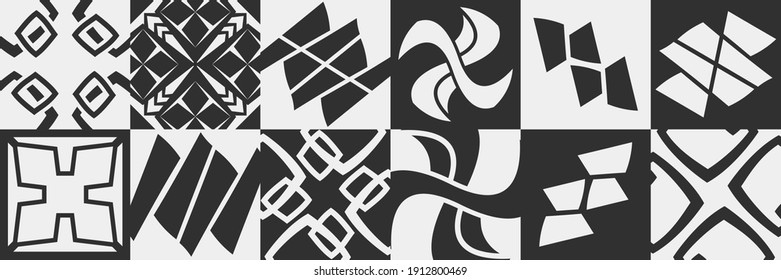 Abstract vector simple shapes for design. Textile art print and poster. Geometric symbols and elements for web background.