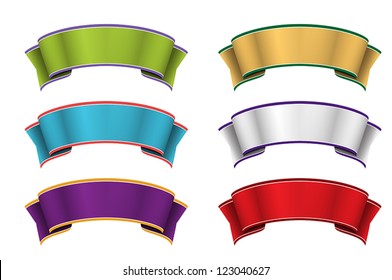 Abstract Vector Six Colorful Stylish Ribbons