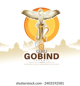 abstract vector sketch illustration of God Guru Gobind Singh Jayanti celebration
