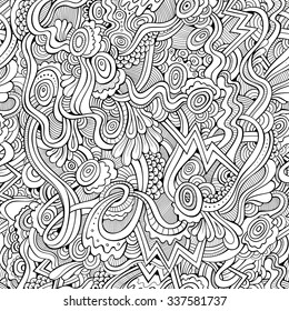 Abstract vector sketchy decorative ethnic hand drawn vintage retro seamless pattern. Can be used for wallpaper, pattern fills, web page background, surface textures