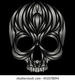 Abstract vector skull patterns on black background