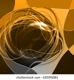 Abstract vector sliced background. Original yellow frame with glowing filaments