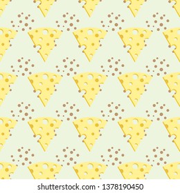 Abstract vector slices of cheese seamless pattern