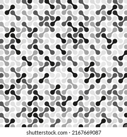 Abstract vector small black grey color metaball geometric seamless pattern on white background.