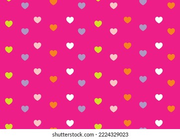 Resumen Vector de corazones pequeños Cuto Patrón Colorido Concepto Mínimo Vector de diseño transparente Perfecto para ropa infantil Lingerie o envolver papel Fuchsia Fondo