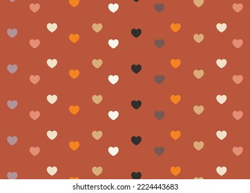 Resumen Vector de corazones pequeños Cuto Patrón Colorido Concepto Mínimo Vector de diseño transparente Perfecto para ropa infantil Lingerie o envolvimiento Papel Amber Marrón Tones