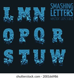 Abstract vector smashing mesh letters. Futuristic technology style alphabet.  Eps 10