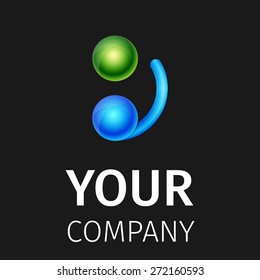 Abstract vector smile logo template on black background