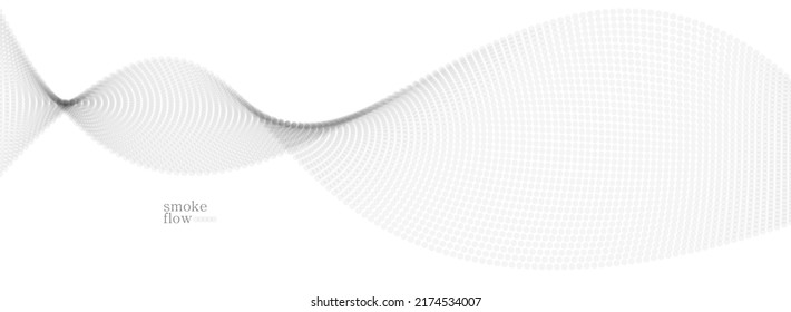 Resumen de fondo de humo vectorial, oleada de partículas de círculos fluidos, ilustración abstracta de gris claro, diseño suave y suave, imagen relajante.