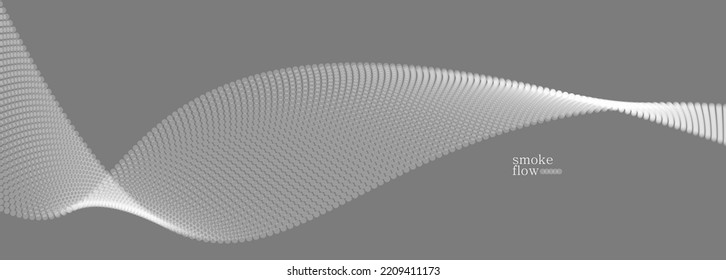 Abstrakter Vektorhintergrund, Welle fließender Kreislaufpartikel, graue abstrakte Illustration, glattes und weiches Design, entspannendes Bild.