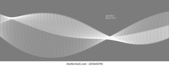 Resumen de fondo de humo vectorial, oleada de partículas de círculos fluidos, ilustración abstracta gris, diseño suave y suave, imagen relajante.