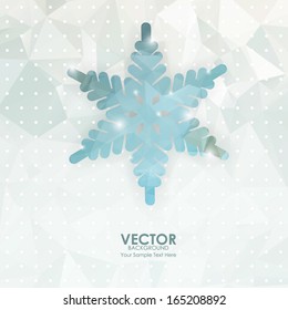 Abstract vector snowflake on a geometric background