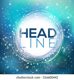 Abstract vector snowing background with circle label and place for headline