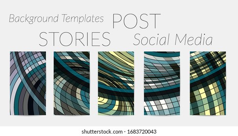 Borde de fondo de medios sociales vector abstracto con formas geométricas de marco de alambre multicolor. Plantilla de historias futuristas. Concepto de tecnología digital modelo 3D. Arte retro.