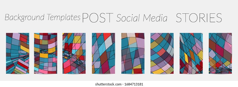 Abstract vector social media backdrop with multicolored wire frame  geometric shapes. Futuristic design. 3D science model digital technology concept. Retro colored art.