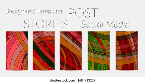 Abstract vector social media backdrop border with multicolored wire frame  geometric shapes. Futuristic stories template. 3D science model digital technology concept. Retro colored art.