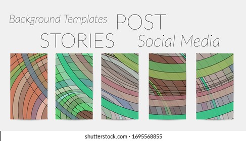 Abstract vector social media backdrop border with multicolored wire frame  geometric shapes. Futuristic stories template. 3D science model digital technology concept. Retro colored art.