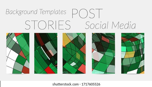Abstract vector social media backdrop border with multicolored wire frame  geometric shapes. Futuristic stories template. 3D science model digital technology concept. Retro colored art.