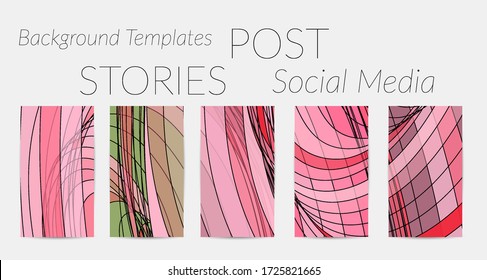 Abstract vector social media backdrop border with multicolored wire frame  geometric shapes. Futuristic stories template. 3D science model digital technology concept. Retro colored art.