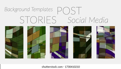 Abstract vector social media backdrop border with multicolored wire frame  geometric shapes. Futuristic stories template. 3D science model digital technology concept. Retro colored art.