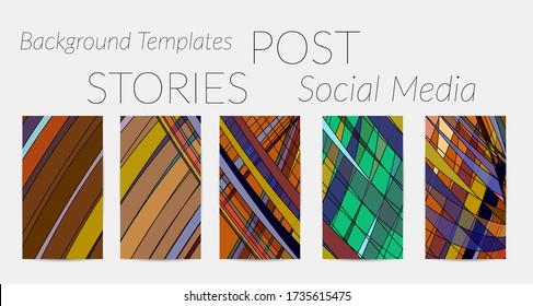Abstract vector social media backdrop border with multicolored wire frame  geometric shapes. Futuristic stories template. 3D science model digital technology concept. Retro colored art.