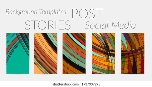 Abstract vector social media backdrop border with multicolored wire frame  geometric shapes. Futuristic stories template. 3D science model digital technology concept. Retro colored art.