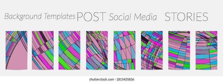 Abstract vector social media backdrop border with multicolored wire frame  geometric shapes. Futuristic design. 3D science model digital technology concept. Retro colored art.