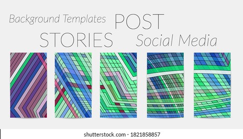 Abstract vector social media backdrop border with multicolored wire frame  geometric shapes. Futuristic stories template. 3D science model digital technology concept. Retro colored art.