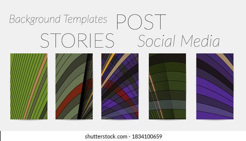 Abstract vector social media backdrop border with multicolored wire frame  geometric shapes. Futuristic stories template. 3D science model digital technology concept. Retro colored art.