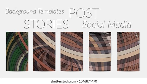 Abstract vector social media backdrop border with multicolored wire frame  geometric shapes. Futuristic stories template. 3D science model digital technology concept. Retro colored art.