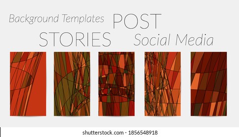Abstract vector social media backdrop border with multicolored wire frame  geometric shapes. Futuristic stories template. 3D science model digital technology concept. Retro colored art.