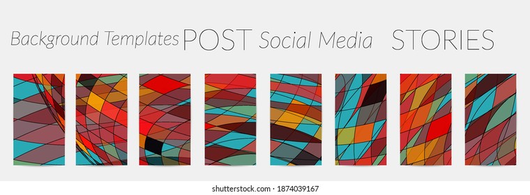 Abstract vector social media backdrop border with multicolored wire frame  geometric shapes. Futuristic design. 3D science model digital technology concept. Retro colored art.