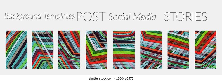 Abstract vector social media backdrop border with multicolored wire frame  geometric shapes. Futuristic design. 3D science model digital technology concept. Retro colored art.