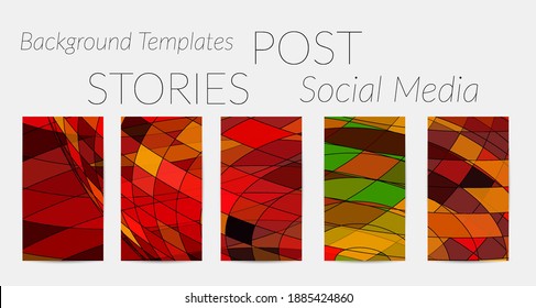 Abstract vector social media backdrop border with multicolored wire frame  geometric shapes. Futuristic stories template. 3D science model digital technology concept. Retro colored art.