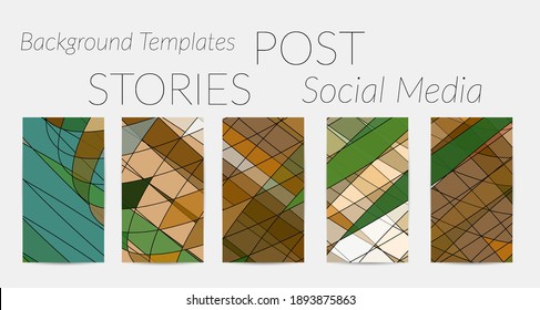 Abstract vector social media backdrop border with multicolored wire frame  geometric shapes. Futuristic stories template. 3D science model digital technology concept. Retro colored art.