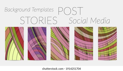 Abstract vector social media backdrop border with multicolored wire frame  geometric shapes. Futuristic stories template. 3D science model digital technology concept. Retro colored art.