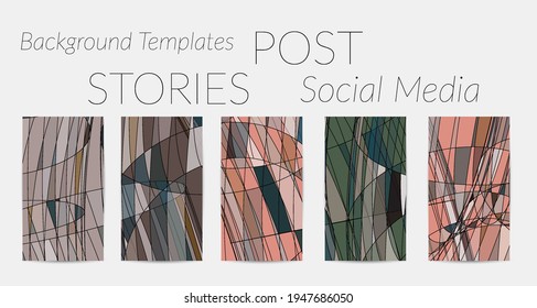 Abstract vector social media backdrop border with multicolored wire frame  geometric shapes. Futuristic stories template. 3D science model digital technology concept. Retro colored art.