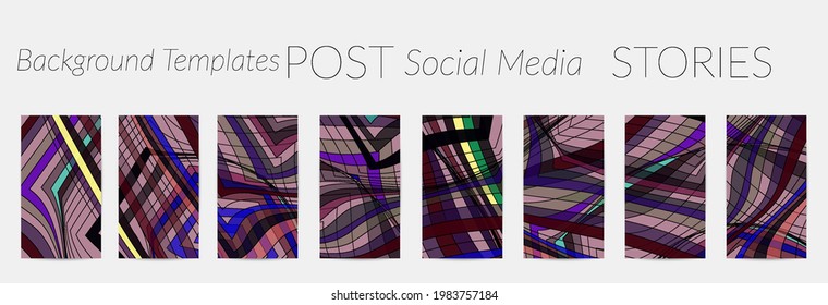 Abstract vector social media backdrop border with multicolored wire frame  geometric shapes. Futuristic design. 3D science model digital technology concept. Retro colored art.