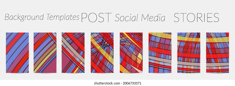 Abstract vector social media backdrop border with multicolored wire frame  geometric shapes. Futuristic design. 3D science model digital technology concept. Retro colored art.