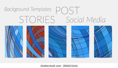 Abstract vector social media backdrop border with multicolored wire frame  geometric shapes. Futuristic stories template. 3D science model digital technology concept. Retro colored art.