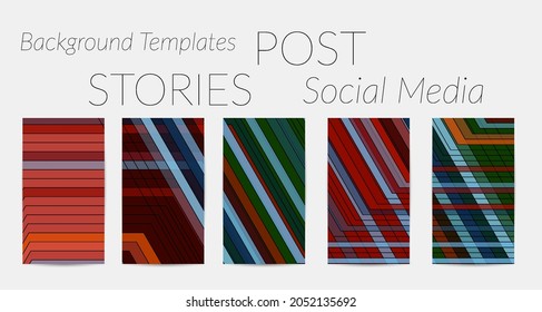 Abstract vector social media backdrop border with multicolored wire frame  geometric shapes. Futuristic stories template. 3D science model digital technology concept. Retro colored art.
