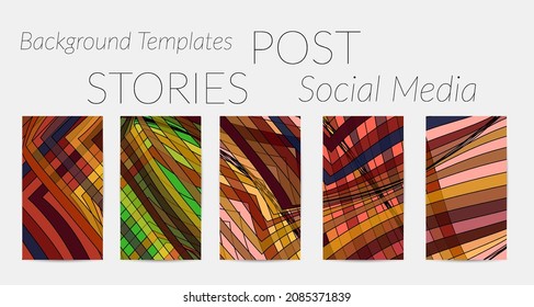 Abstract vector social media backdrop border with multicolored wire frame  geometric shapes. Futuristic stories template. 3D science model digital technology concept. Retro colored art.