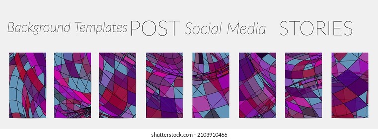 Abstract vector social media backdrop border with multicolored wire frame  geometric shapes. Futuristic design. 3D science model digital technology concept. Retro colored art.
