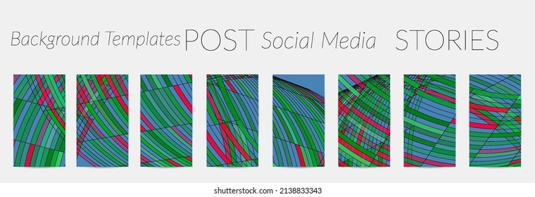 Abstract vector social media backdrop border with multicolored wire frame  geometric shapes. Futuristic design. 3D science model digital technology concept. Retro colored art.