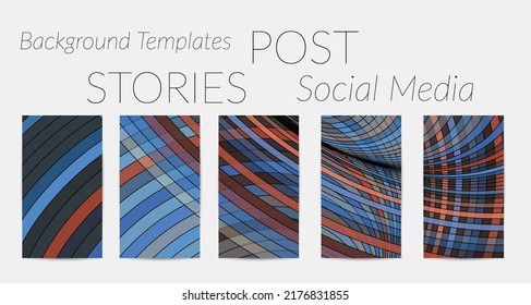 Abstract vector social media backdrop border with multicolored wire frame  geometric shapes. Futuristic stories template. 3D science model digital technology concept. Retro colored art.