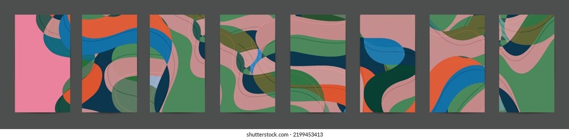 Abstract vector social media backdrop border with multicolored wire frame  geometric shapes. Futuristic design. 3D science model digital technology concept. Retro colored art.