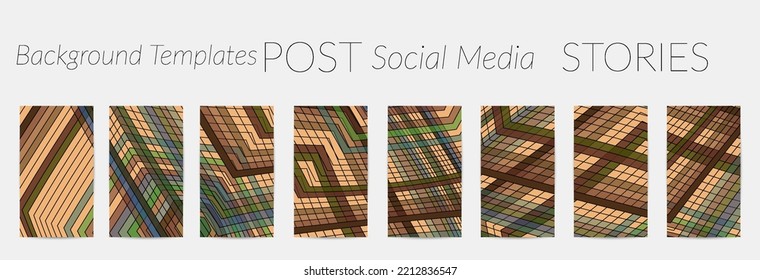 Abstract vector social media backdrop border with multicolored wire frame  geometric shapes. Futuristic design. 3D science model digital technology concept. Retro colored art.