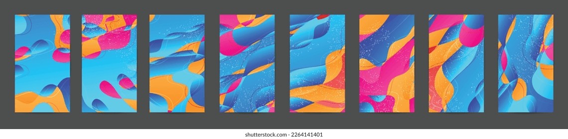 Abstract vector social media backdrop border with multicolored wire frame  geometric shapes. Futuristic design. 3D science model digital technology concept. Retro colored art.