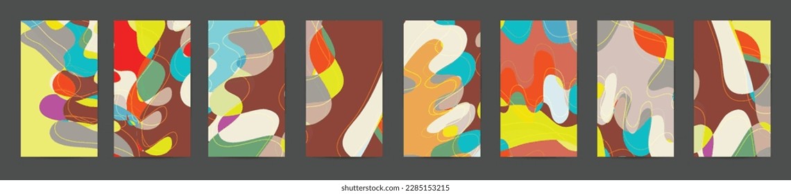 Abstract vector social media backdrop border with multicolored wire frame  geometric shapes. Futuristic design. 3D science model digital technology concept. Retro colored art.