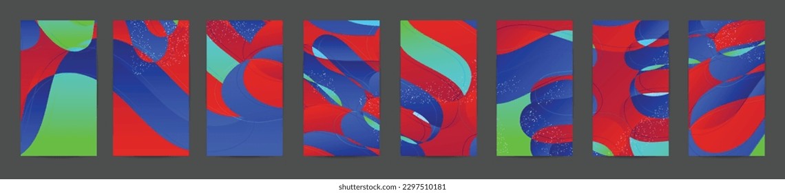 Abstract vector social media backdrop border with multicolored wire frame  geometric shapes. Futuristic design. 3D science model digital technology concept. Retro colored art.